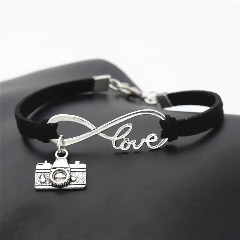 10 цветов цифровой кулон в виде камеры I Love Photography Infinity кожаные браслеты ручной