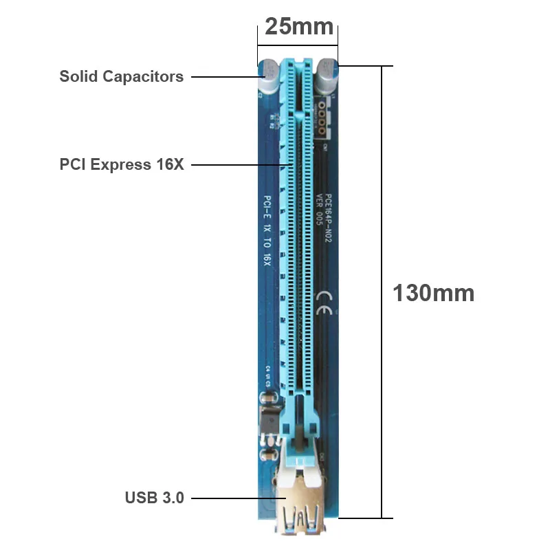 En Labs Низкопрофильная майнинговая плата PCIe 1 16x PCI Express Удлинительный адаптер USB 3 0 e