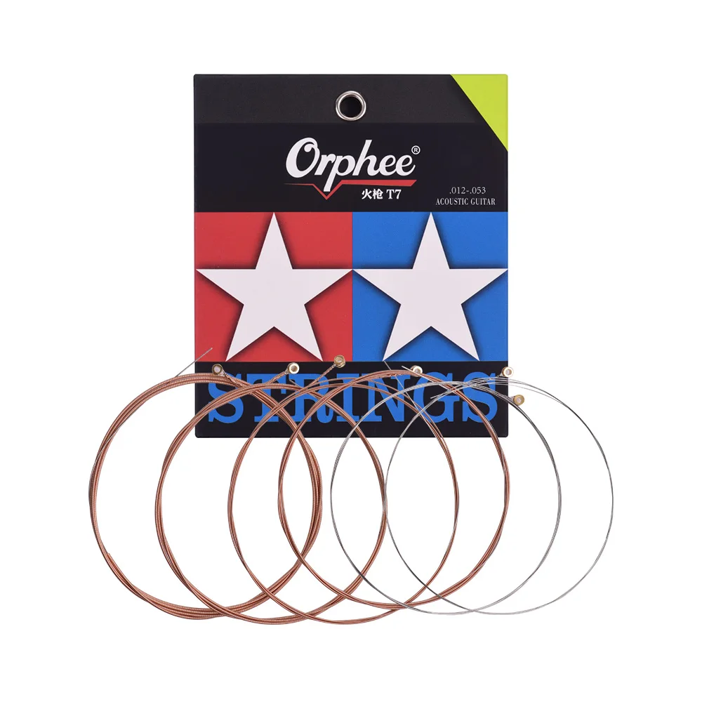 Струны для акустической гитары T7/1253 (.012-.053) для фолк-гитар, 6 штук, шестигранный сердечник, покрытие Namo, обмотка из фосфорной бронзы.