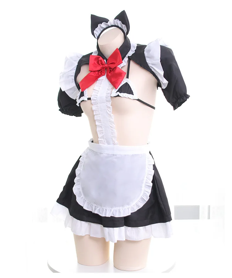 Сексуальные милые девушки стиль горничной бикини рубашка юбка набор женский