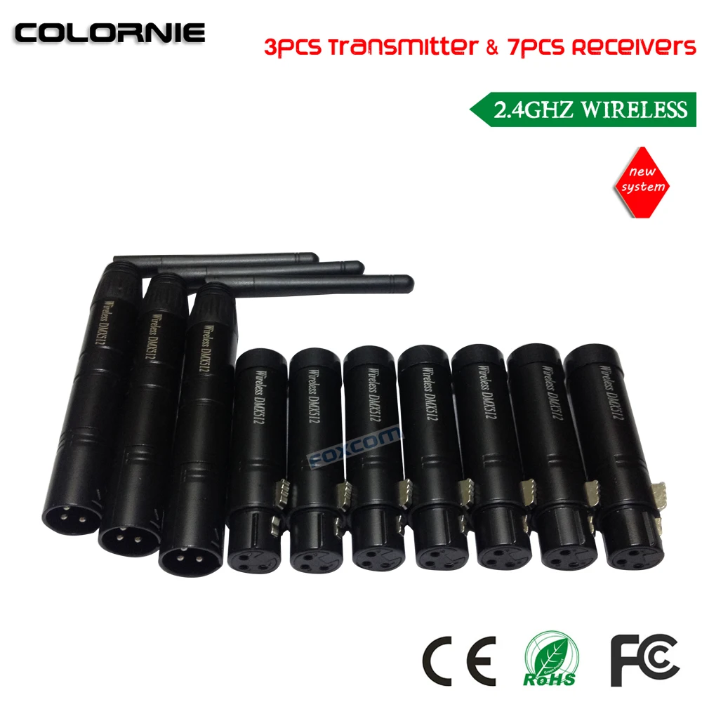 DHL Бесплатная доставка DMX512 Беспроводная система 7 шт приемник и 3 передатчик DMX Dfi DJ