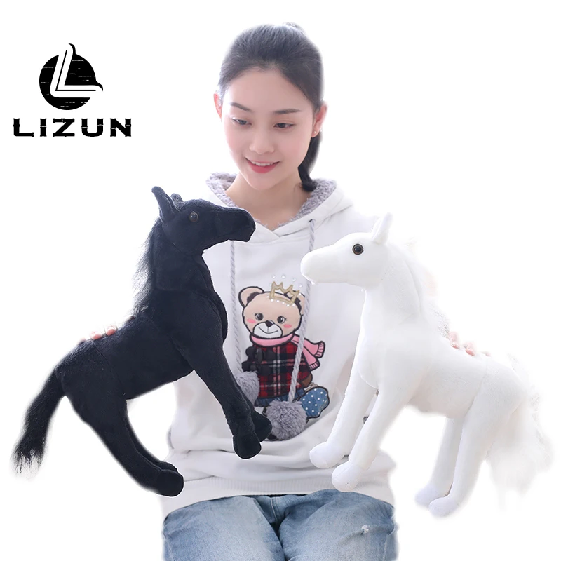 Имитация зебры Белая лошадь Черная ткань лошадка с куклой плюшевая игрушка