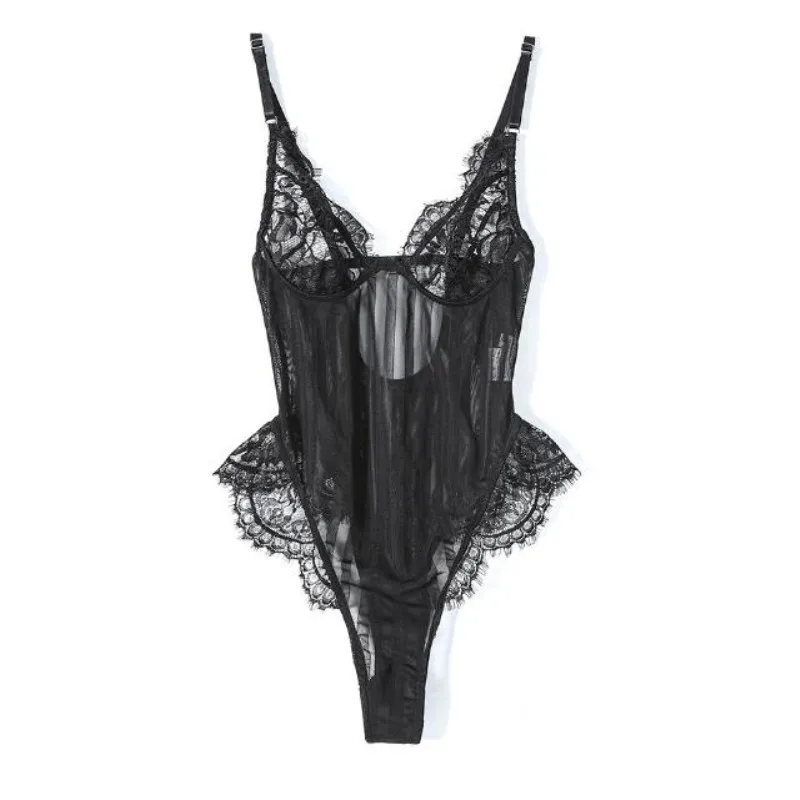 Женский кружевной комбидресс с v образным вырезом облегающий в полоску топ