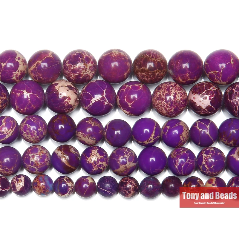 

15" Natural Stone Purple Sea Sediment Turquoise Imperial Jasper Round Loose Beads 6 8 10MM Pick Size