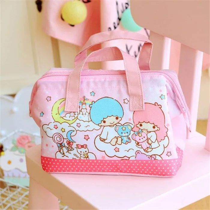 Милые маленькие двойные звезды My Melody Изолированные сумки для обедов для детей, школьные девушки, Женская Термосумка-холодильник, сумка для пикника, сумки для еды