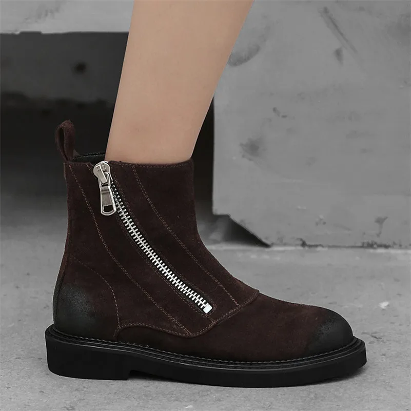 Женская обувь FEDONAS Повседневная Теплая на молнии с закругленным носком толстом