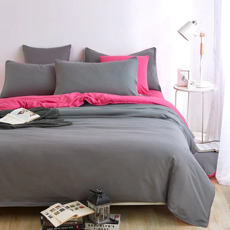 2018 New Style Pure Plain Color 4pcs Bedding Set Home Textile 1.5m 1.8m 2m 2.2m Bed Sheet King Queen Double Size Duvet Cover Kid | Дом и сад