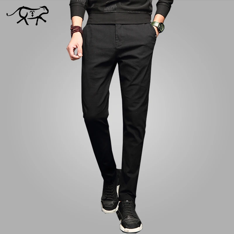 Брюки мужские облегающие хлопковые длинные штаны повседневные эластичные весна