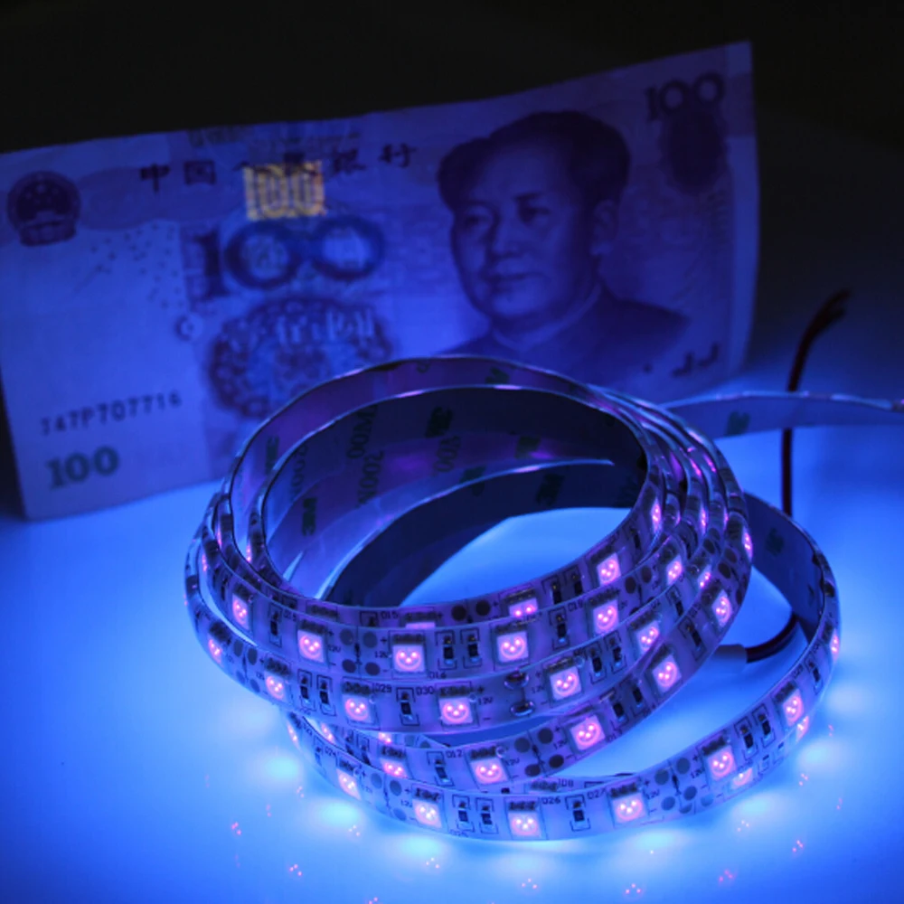 12 в 1-5 м УФ-черный светильник, Светодиодная лента 5050 SMD 60led/m ip65/не Водонепроницаемая ультрафиолетовая лампа, фиолетовая Гибкая ленточная лампа