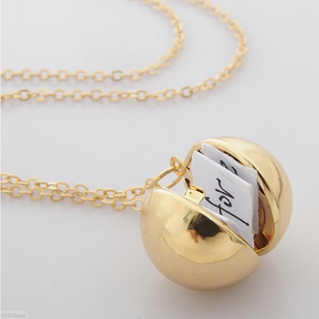 

Charm Vintage lady Secret Message Ball Locket Pendant Necklace Jewelry Make A Love Confession Sweater Necklace Gift