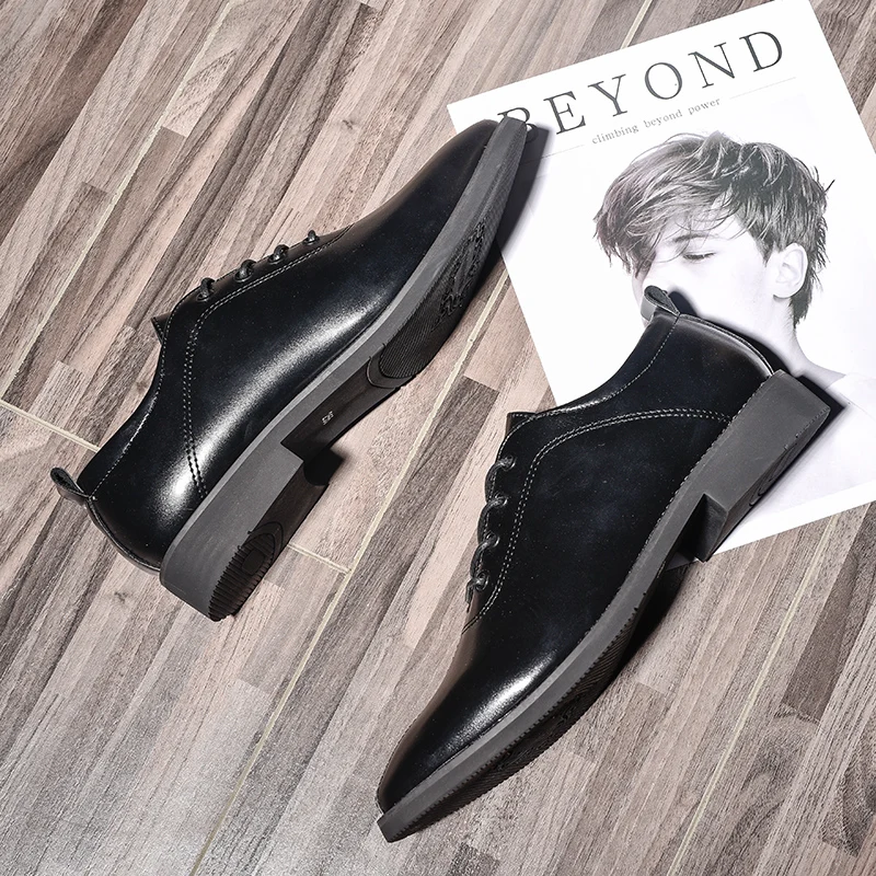 elegant genuine leather formal men shoes italian luxury brand wedding male footwear designer tan work dress oxford for | Обувь