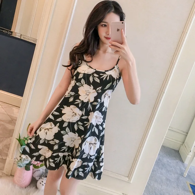 Хит продаж 2019 летние Ночные рубашки на бретелях-спагетти для женщин сексуальное