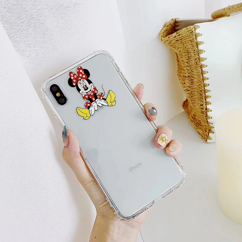 Роскошный противоударный прозрачный мягкий чехол из ТПУ с Микки для iphone XS MAX 6 6 S 7 8 Plus, чехол для iphone X XR
