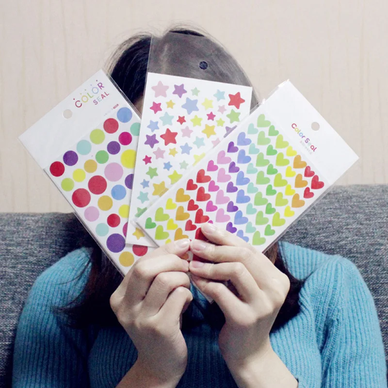 6 шт./лот бумажные наклейки в виде сердца и звезд сделай сам украшение для