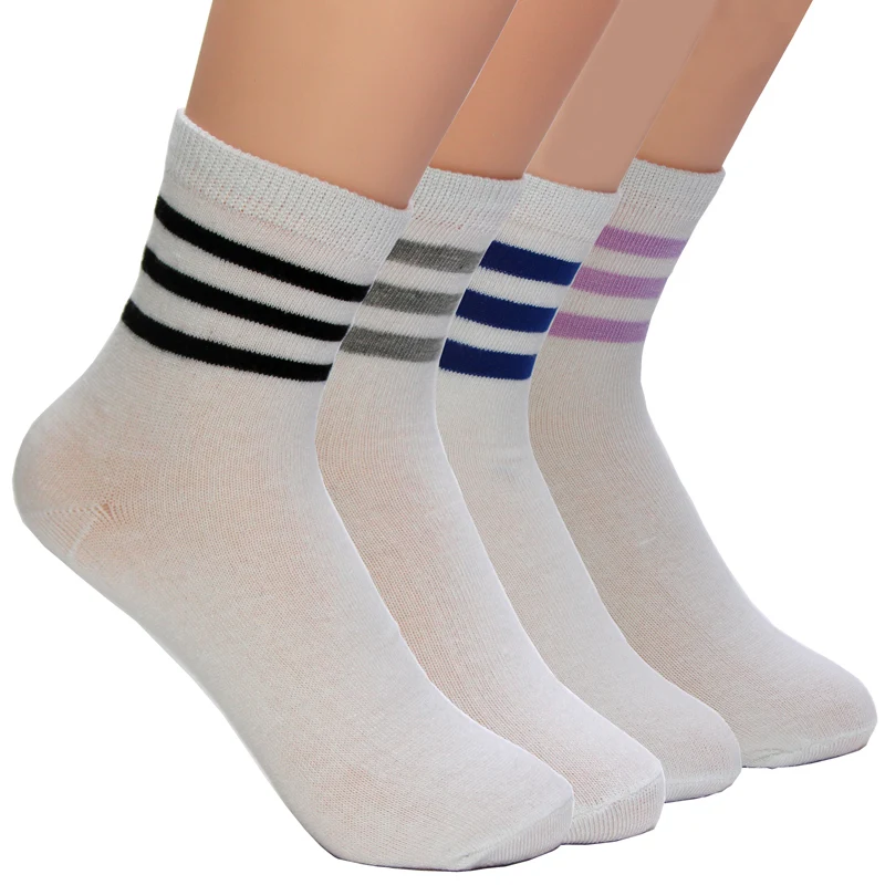Модные новые милые однотонные короткие носки в полоску белого цвета на весну