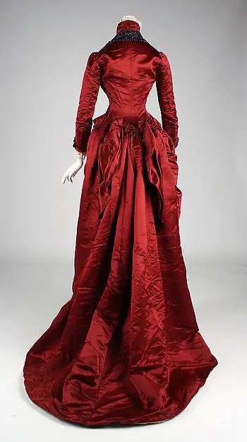 

Victorian Red American Long Dinner Dress Bustle Ball Gown Boutique Clothing