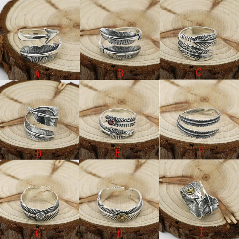 

Takahashi Kagura Goro Handmade S925 Sterling Silver Retro Thai Silver Feather Popular Personality Ring Open Ended Men And Women