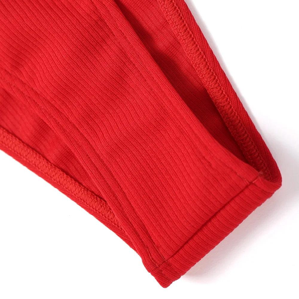 ZAFUL ребристые с высоким вырезом бандо Бикини Набор Купальники для женщин