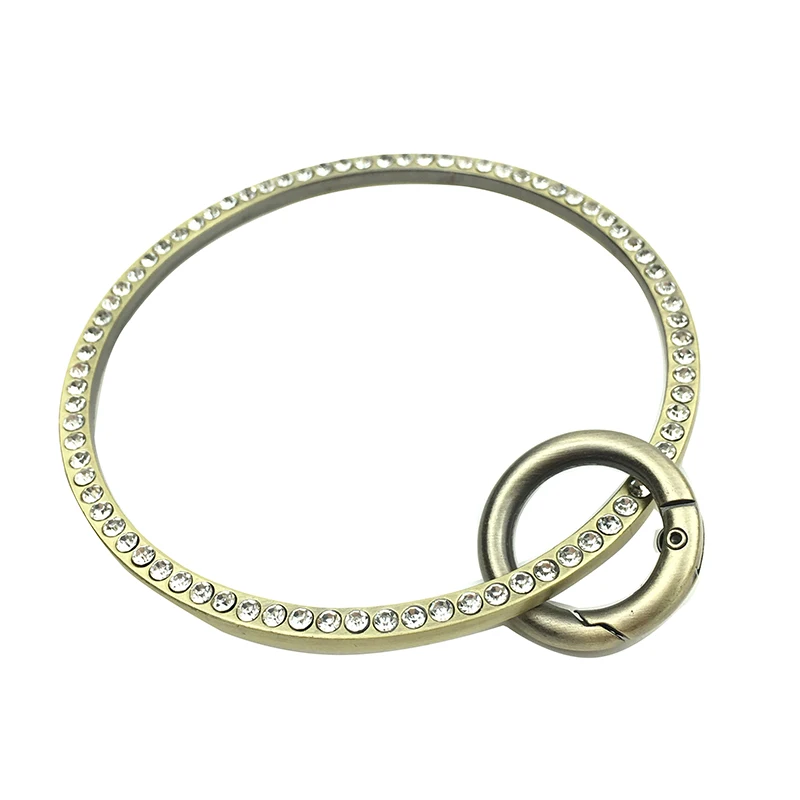 Ручки для сумки 9см круглые металлические с кристаллами, кольцо для создания запасных частей для ремесел DIY.
