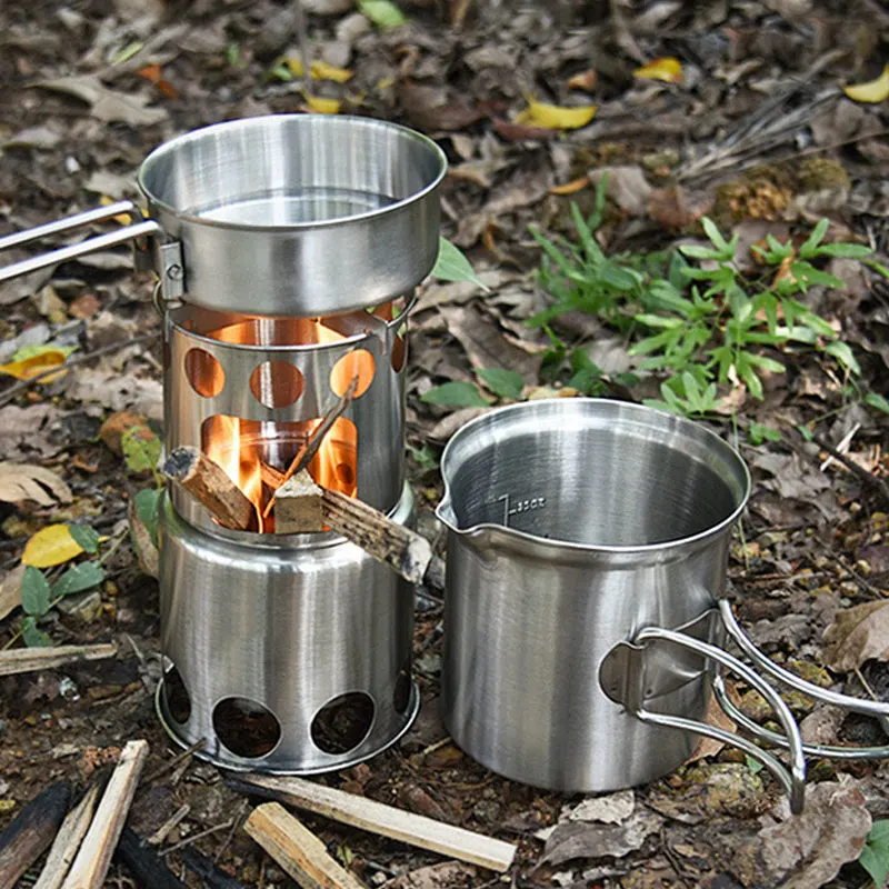 Высокое качество 1 Набор посуды для Портативный мини дровяная печь набор из