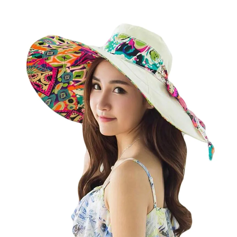 Женская двухсторонняя шляпа с широкими полями Солнцезащитная для весны и лета