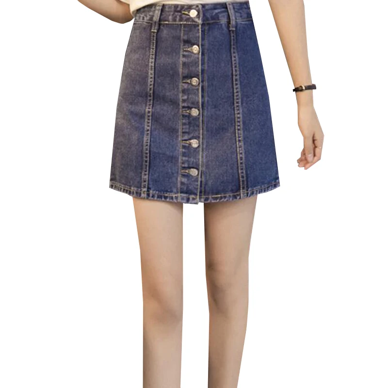 Женская джинсовая юбка с завышенной талией однобортная облегающая мини из