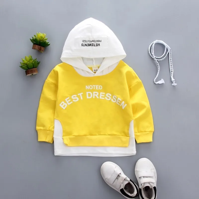 AX zimu Yellow Коллекция года, весенне-осенняя одежда для малышей хлопковые толстовки с капюшоном для отдыха для маленьких мальчиков и девочек блузка с капюшоном и надписью для малышей Топы для детей возрастом до 5 лет - Цвет: AX zimu Yellow