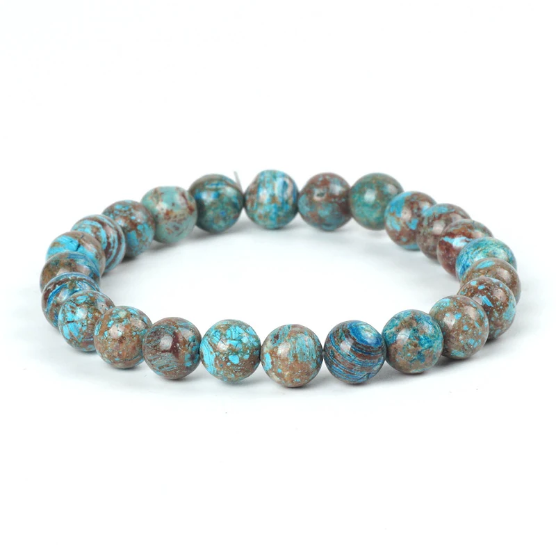 Натуральный Африканский Бирюзовый браслет с голубым узором агат драгоценный