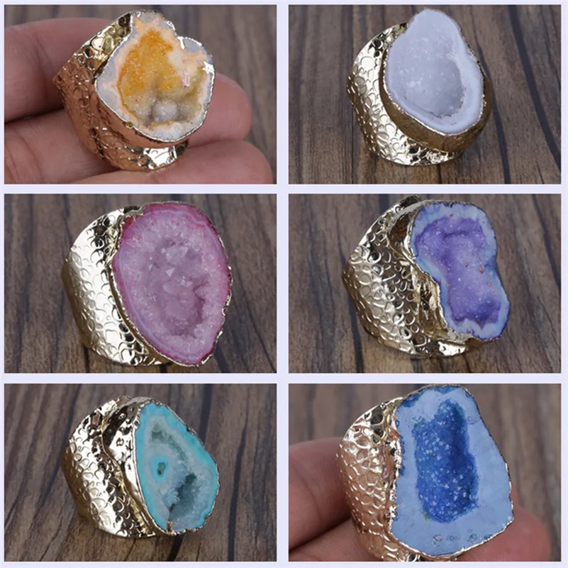 Женская Регулируемая манжета Кольцо из натурального кварцевого