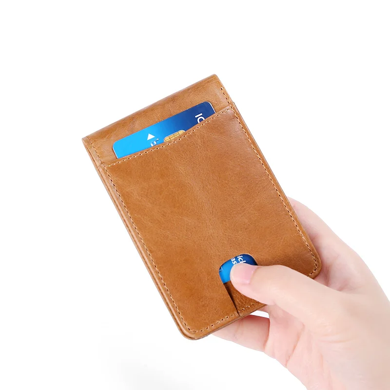 Роскошный 100% натуральная кожа ID/кредитный держатель для карт двойной передний