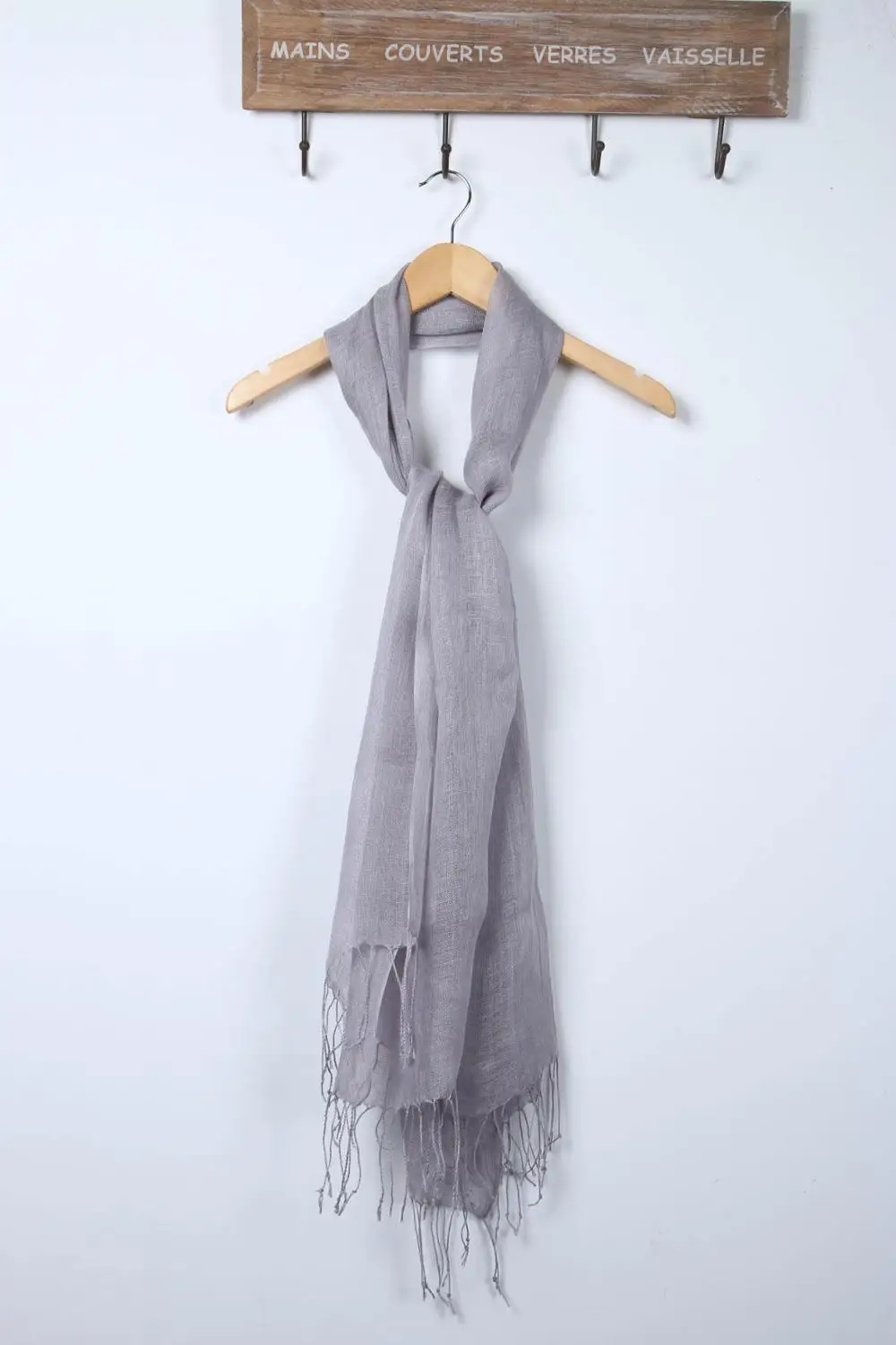 Light grey Модный мягкий Однотонный женский шарф из льна и льна с кисточками, летняя Солнцезащитная длинная шаль для путешествий, элегантный хиджаб, женский платок M290 - Цвет: Light grey