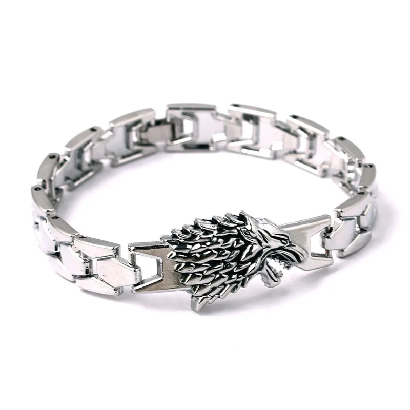 Модный браслет из металлического сплава с логотипом фирмы Sterk Family Wolf Head для