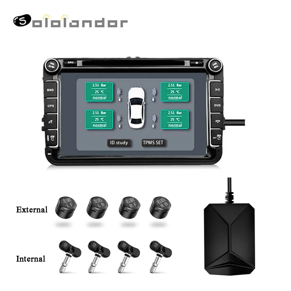 Автомобильный TPMS система контроля давления в шинах Солнечная энергия HD цифровой