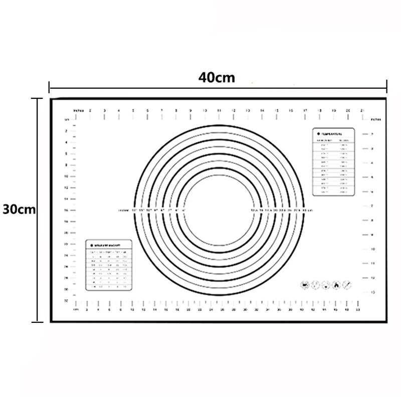 Black-30cmx40cm FHEAL силиконовые коврики для выпечки с антипригарным покрытием для духовки, раскатки теста, помадка, кондитерские изделия, коврики и вкладыши, формы для выпечки, кухонные инструменты для выпечки - Цвет: Black-30cmx40cm