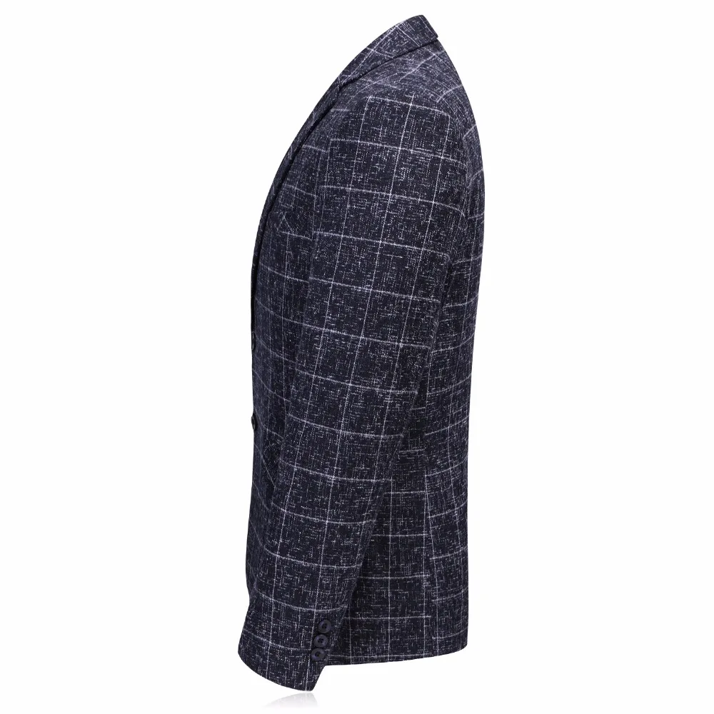 Твидовый пиджак мужчины 2018 роскошный серый клетчатый костюм Блейзер высокое