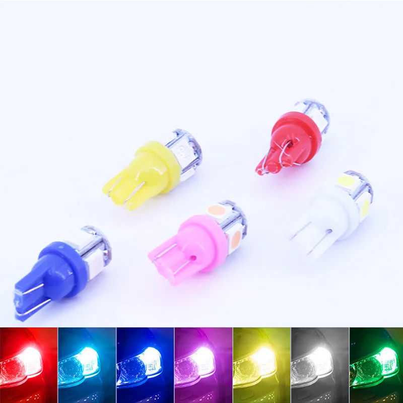 T10 Универсальный 5 лампа Rgb Ширина лампа Светодиодная маленькая лампочка 5050 5smd пузырь Цвет Ширина лампы автомобилей номерных знаков 10 шт 5 w 12 V