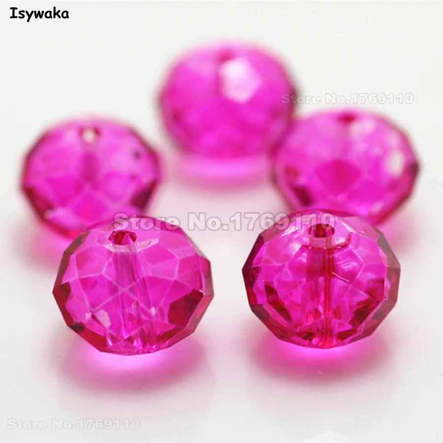

Isywaka Rose Color 10*12mm 70pcs Rondelle Austria faceted Crystal Glass Beads Loose Spacer Round Beads for Jewelry Making