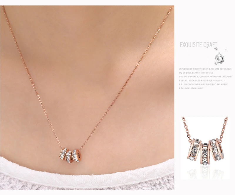 Новое поступление Розовое золото женское ожерелье с кристаллами из нержавеющей