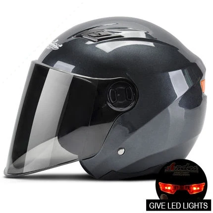 gray with lamp Мотоциклетный шлем Casco Moto 3/4 с открытым лицом шлем Capacete скутер мотоциклетный модульный флип-шлем с объективом светодиодный светильник шлем - Цвет: gray with lamp