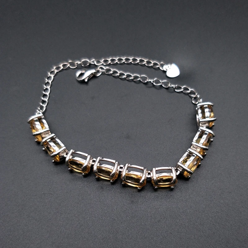 Браслет из чистого серебра 925 пробы с натуральным овальным камнем 6*8 мм |