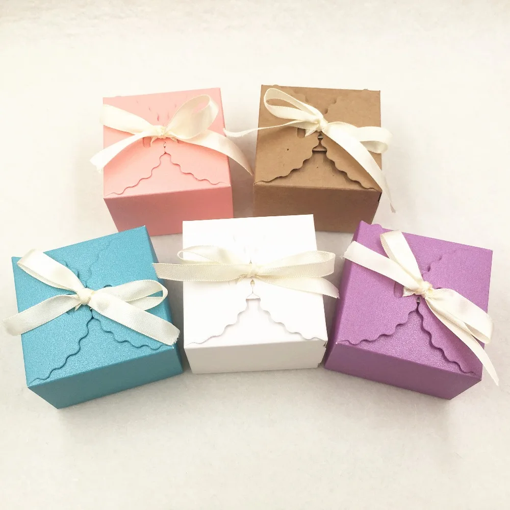 10 шт. разноцветная крафт-бумага квадратная коробка для конфет Свадебные сувениры