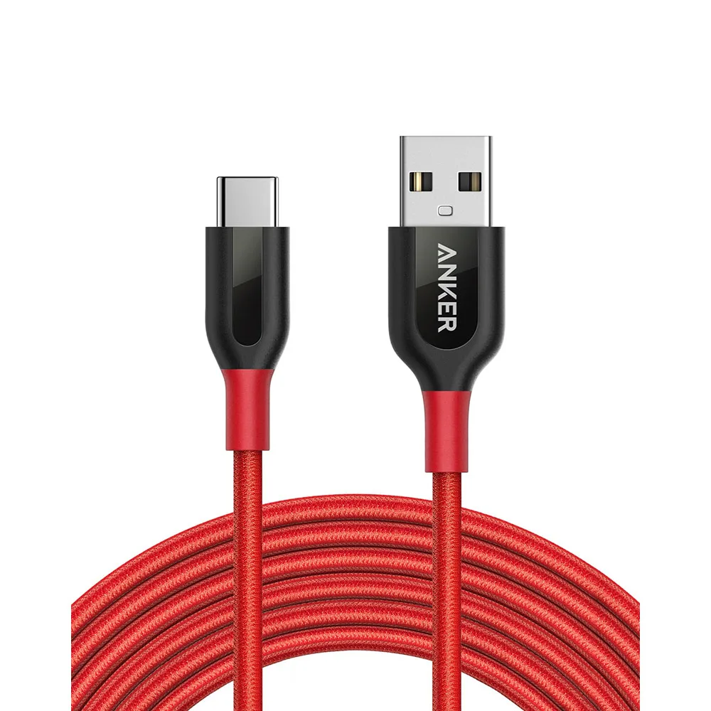 Red Anker Powerline+ USB-C-USB-A кабель, двойной плетеный нейлоновый кабель для быстрой зарядки, для samsung Galaxy, iPad Pro, MacBook, LG и т. Д - Цвет: Red