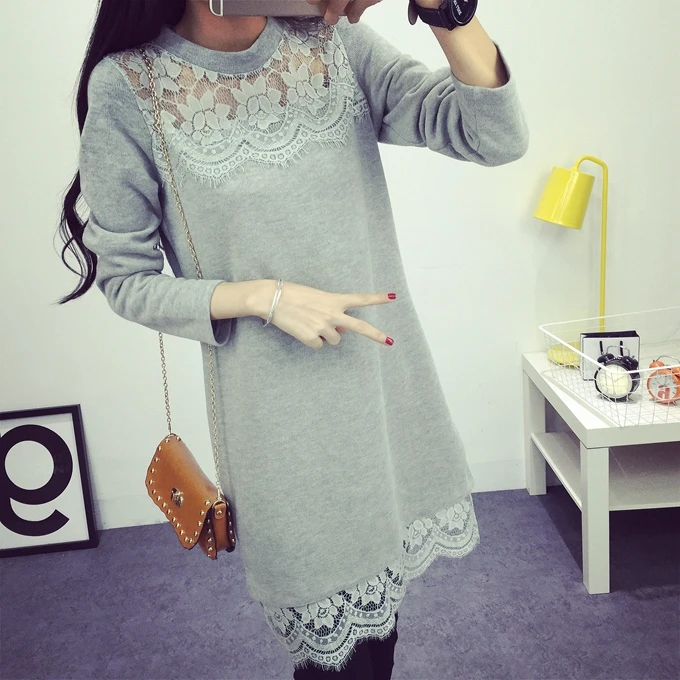 Послеродовая женская модная одежда для грудного вскармливания с длинным рукавом Ажурные кружевные лоскутные вязаные футболки для кормления грудью топы для кормления