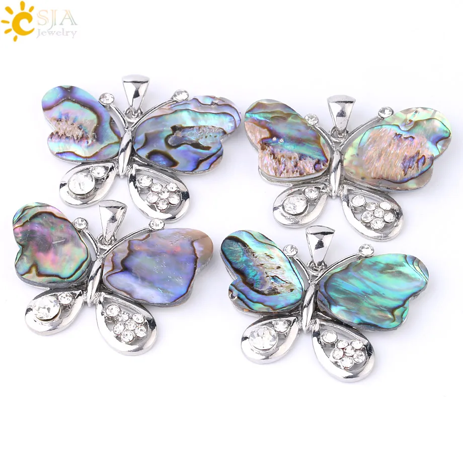 Натуральные раковины абалона CSJA ожерелья с кубическим цирконием подвеска в виде