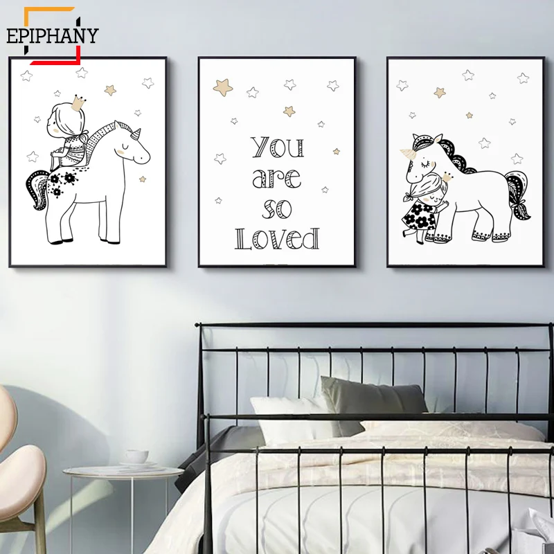 Декор для детской комнаты с единорогом Love You To The Moon and Back Скандинавская галерея