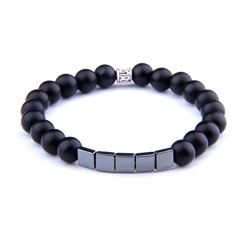 Vinswet мужской браслет натуральный гематит Оникс Камень Бисер растягивающиеся
