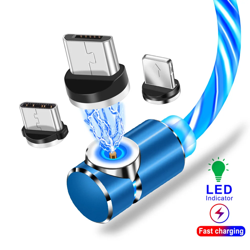 Магнитный кабель OLAF Dazzle Lighting для Iphone 7 X SR XS Max redmi note зарядка с разъемом Micro USB Type-C