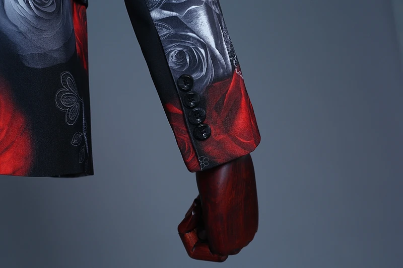 Мужские костюмы из 2 предметов с розовым цветочным принтом на одной пуговице