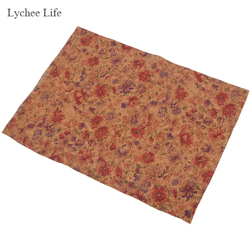 Lychee Life A4 винтажная Цветочная мягкая пробковая ткань с принтом Синтетическая
