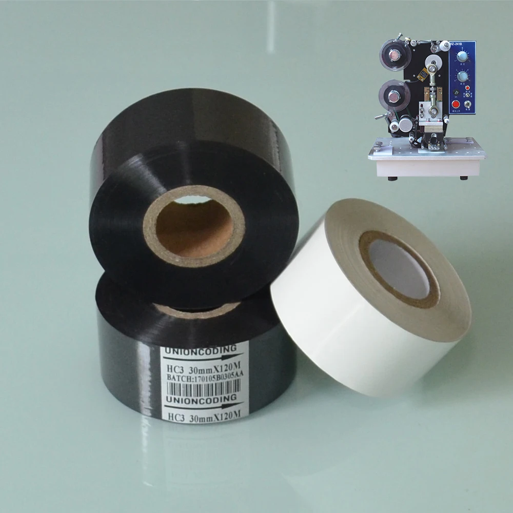 

Black Width 30mm length 100m hot stamp date ribbon for packing bags